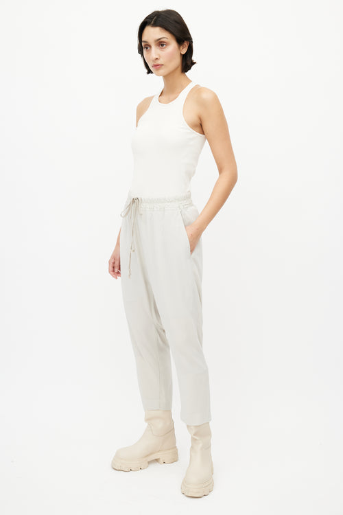 Rick Owens SS 19 Babel Grey Drop Seat Silk Trouser