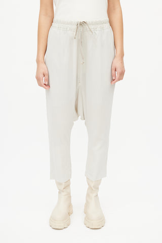 Rick Owens SS 19 Babel Grey Drop Seat Silk Trouser