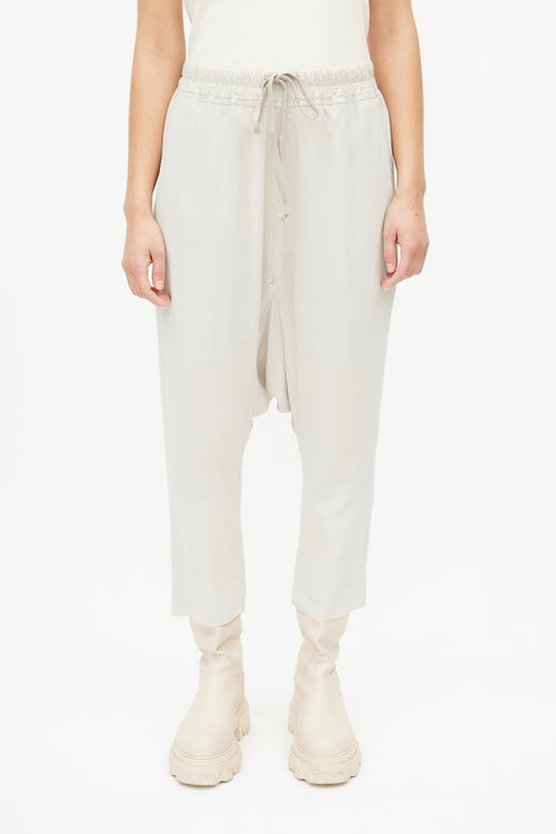 Rick Owens SS 19 Babel Grey Drop Seat Silk Trouser