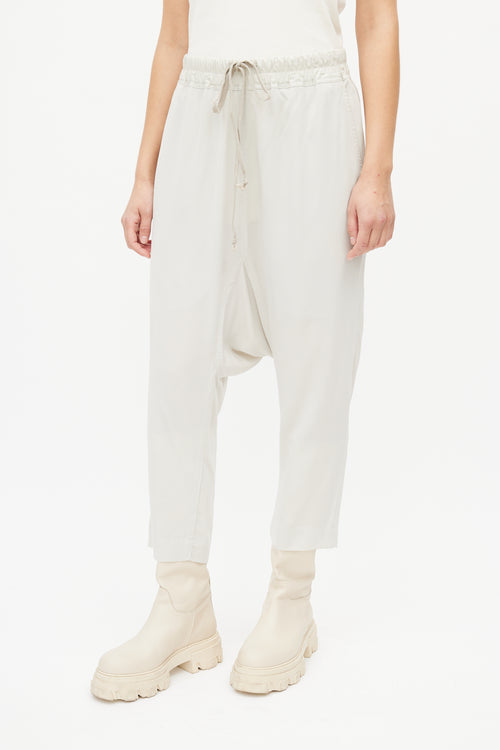 Rick Owens SS 19 Babel Grey Drop Seat Silk Trouser