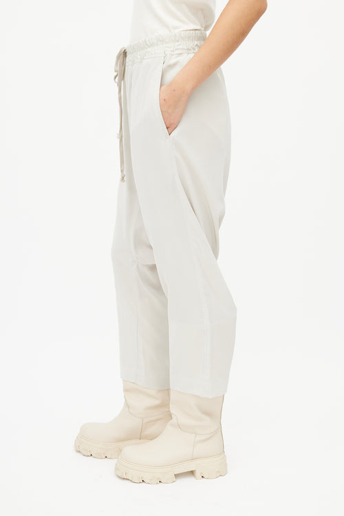 Rick Owens SS 19 Babel Grey Drop Seat Silk Trouser