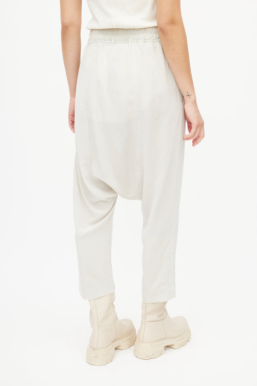 Rick Owens SS 19 Babel Grey Drop Seat Silk Trouser