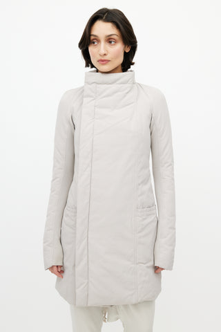 Rick Owens Grey Padded Down Coat