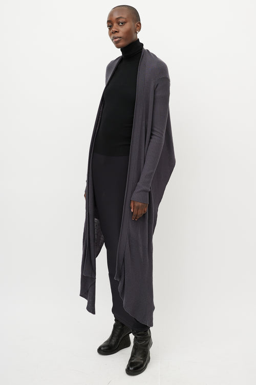 Rick Owens Grey Wool Long Front Cardigan