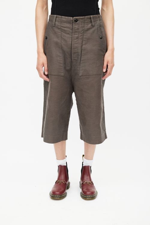 Rick Owens Grey Moleskin Long Short