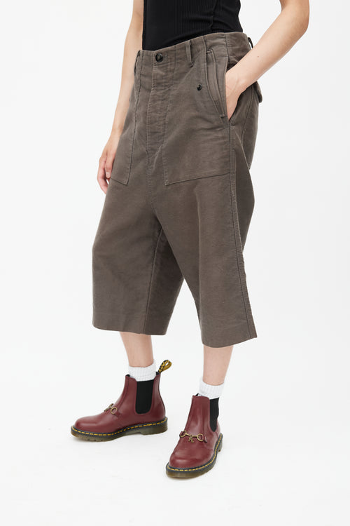 Rick Owens Grey Moleskin Long Short