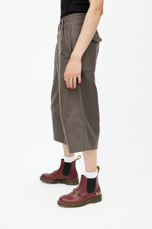 Rick Owens Grey Moleskin Long Short