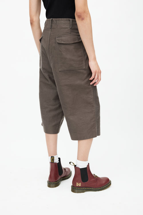 Rick Owens Grey Moleskin Long Short