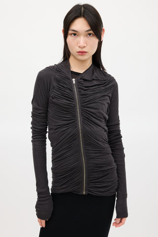 Rick Owens Grey Ruched Draped Top