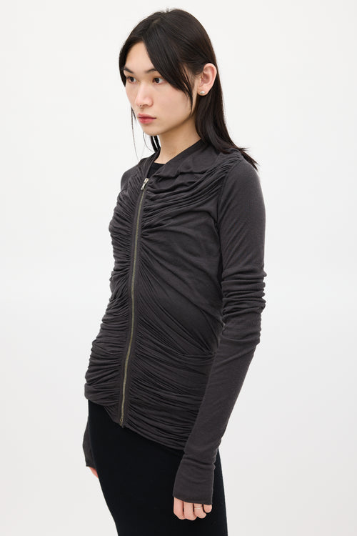 Rick Owens Grey Ruched Draped Top