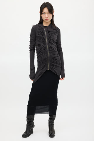 Rick Owens Grey Ruched Draped Top