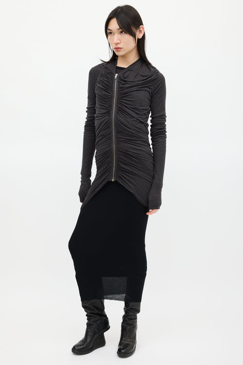 Rick Owens Grey Ruched Draped Top