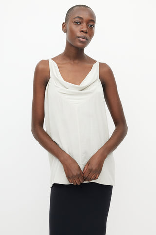 Rick Owens Grey Silk Cowl Neck Camisole