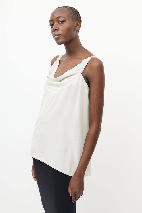 Rick Owens Grey Silk Cowl Neck Camisole