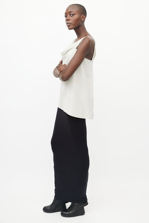 Rick Owens Grey Silk Cowl Neck Camisole