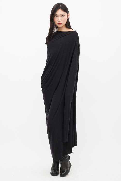 Rick Owens Lilies Black Asymmetrical Maxi Dress