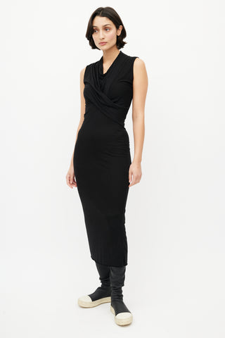 Rick Owens Lilies Black Cowl Maxi Dress