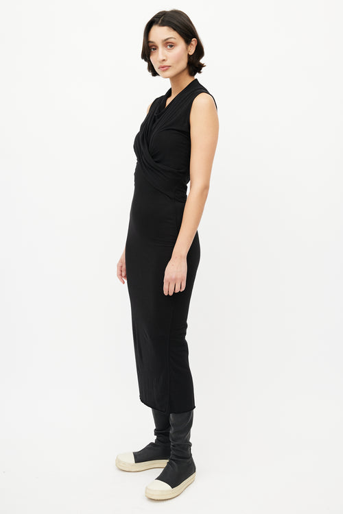 Rick Owens Lilies Black Cowl Maxi Dress