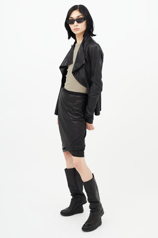 Rick Owens Lilies Black Glossy Wolfy  Skirt