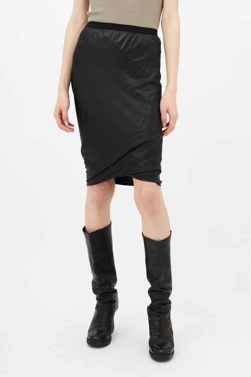 Rick Owens Lilies Black Glossy Wolfy  Skirt