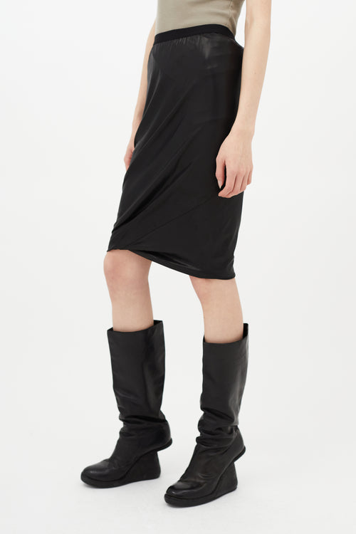 Rick Owens Lilies Black Glossy Wolfy  Skirt