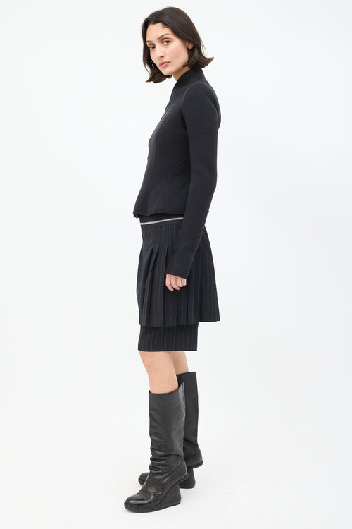 Rick Owens Lilies Black Neoprene High Neck Asymmetrical Jacket