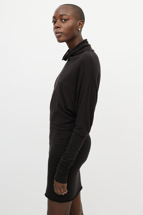 Rick Owens Lilies Black Turtleneck Long Sleeve Dress