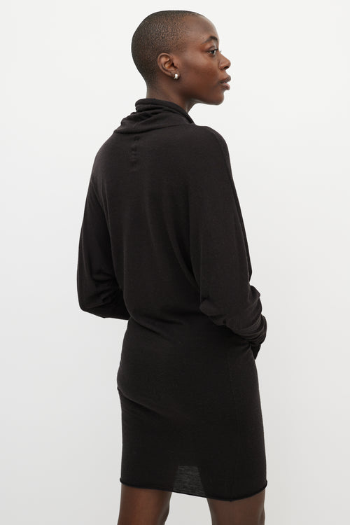 Rick Owens Lilies Black Turtleneck Long Sleeve Dress