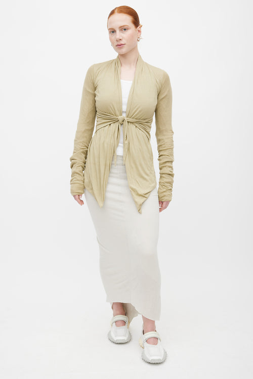 Rick Owens Lilies Light Green Wrap Cardigan