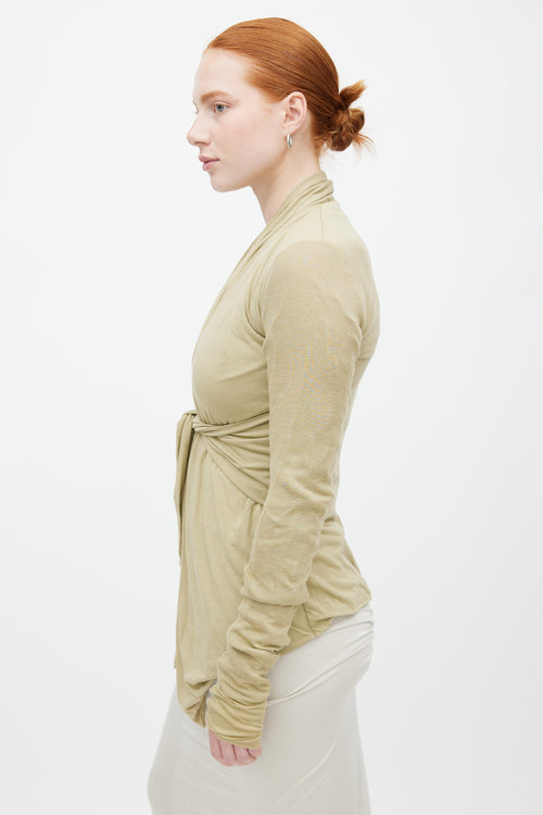 Rick Owens Lilies Light Green Wrap Cardigan