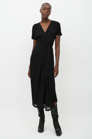 Rick Owens SS 19 Black Silk Wrap Dress