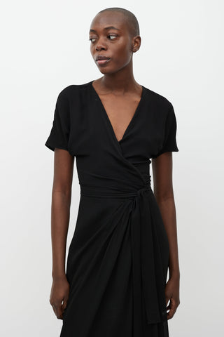 Rick Owens SS 19 Black Silk Wrap Dress