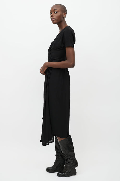 Rick Owens SS 19 Black Silk Wrap Dress