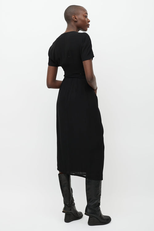 Rick Owens SS 19 Black Silk Wrap Dress