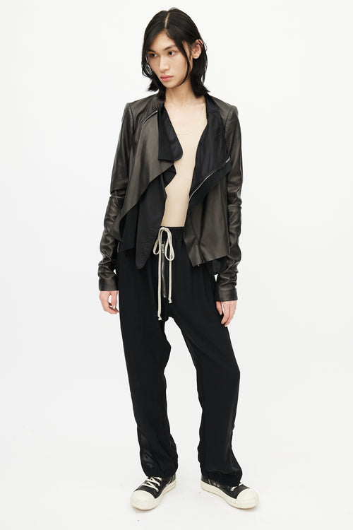 Rick Owens SS 20 Bronze Asymmetrical Leather Jacket