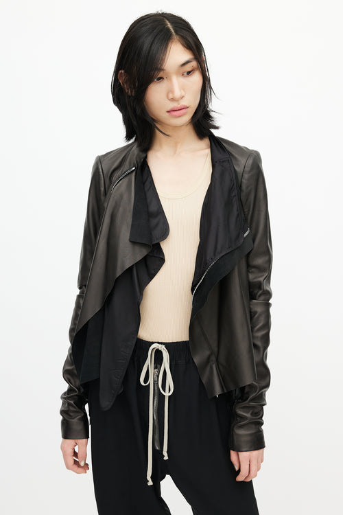 Rick Owens SS 20 Bronze Asymmetrical Leather Jacket