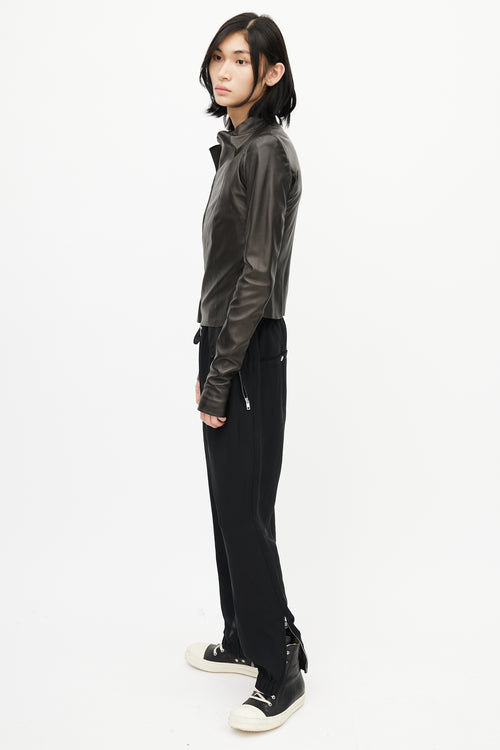 Rick Owens SS 20 Bronze Asymmetrical Leather Jacket