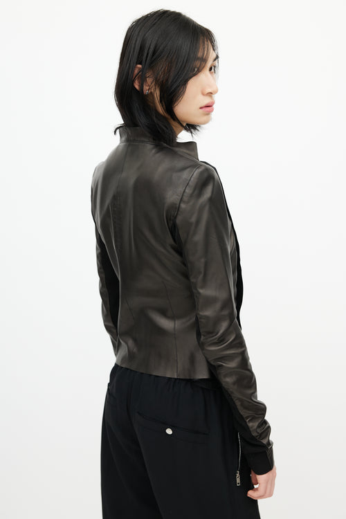 Rick Owens SS 20 Bronze Asymmetrical Leather Jacket