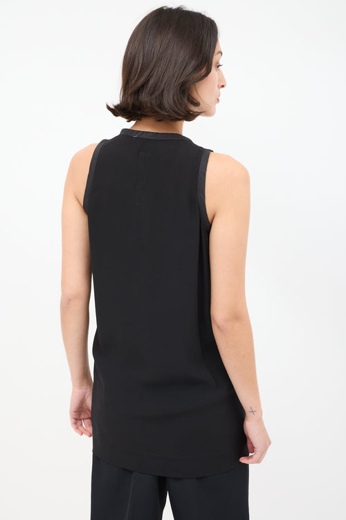 Rick Owens SS 2014 Black Asymmetrical Zip Tank Top