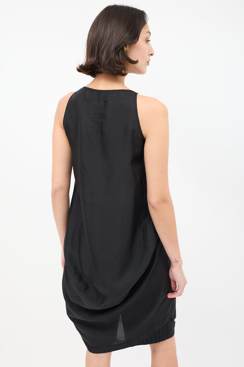 Rick Owens SS 2014 Black Satin High Low Tank Top