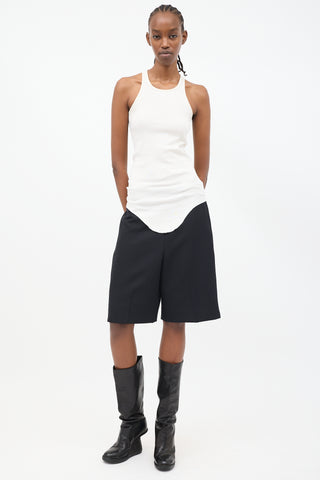 Rick Owens SS 2018 Cream Curved Hem Tank Top