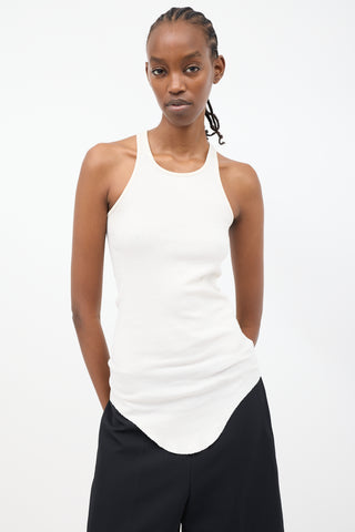 Rick Owens SS 2018 Cream Curved Hem Tank Top