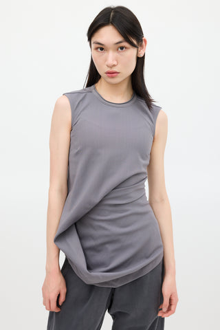 Rick Owens SS 2018 Grey Gathered Darted Top