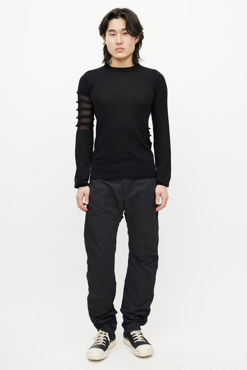 Rick Owens SS 2019 Black Mesh Cut Out Sweater