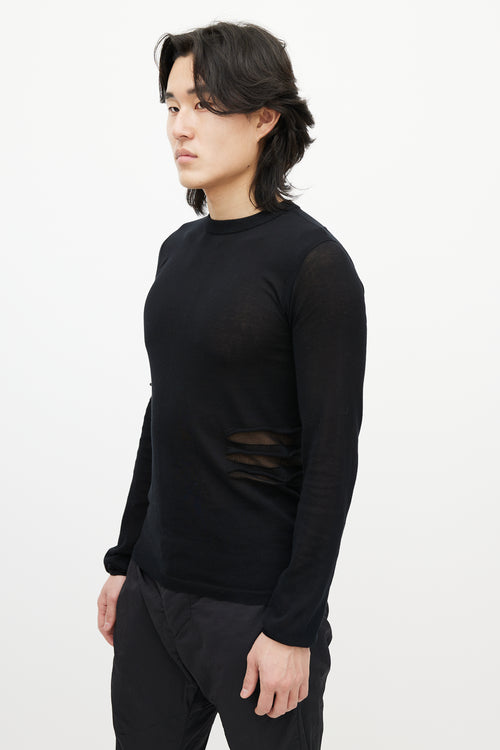 Rick Owens SS 2019 Black Mesh Cut Out Sweater