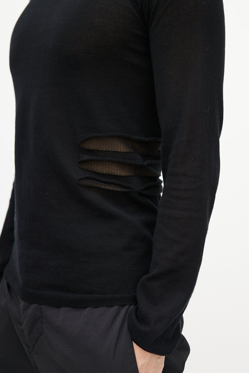 Rick Owens SS 2019 Black Mesh Cut Out Sweater