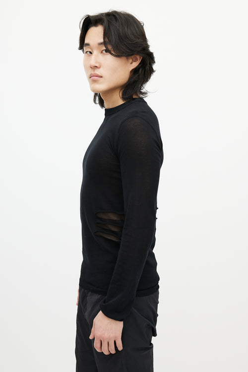 Rick Owens SS 2019 Black Mesh Cut Out Sweater