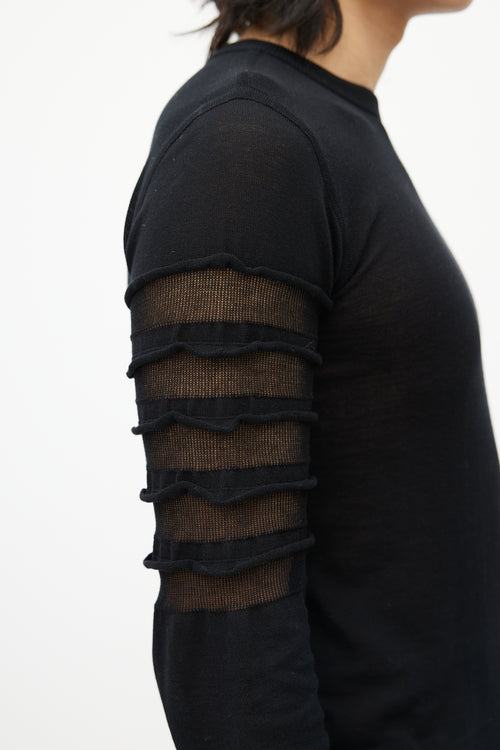 Rick Owens SS 2019 Black Mesh Cut Out Sweater