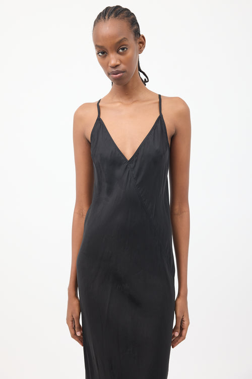 Rick Owens SS 2020 Black Tecuatl V-Neck Maxi Dress