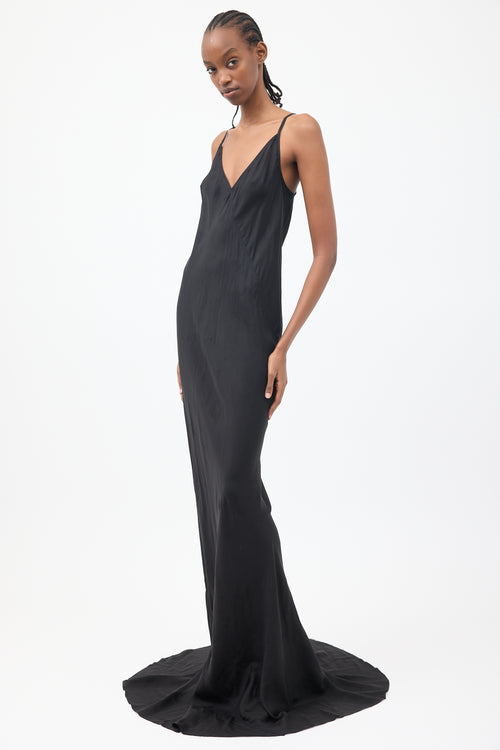 Rick Owens SS 2020 Black Tecuatl V-Neck Maxi Dress